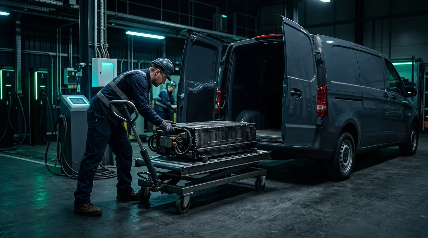 Removing a commercial fleet EV battery pack for recycling