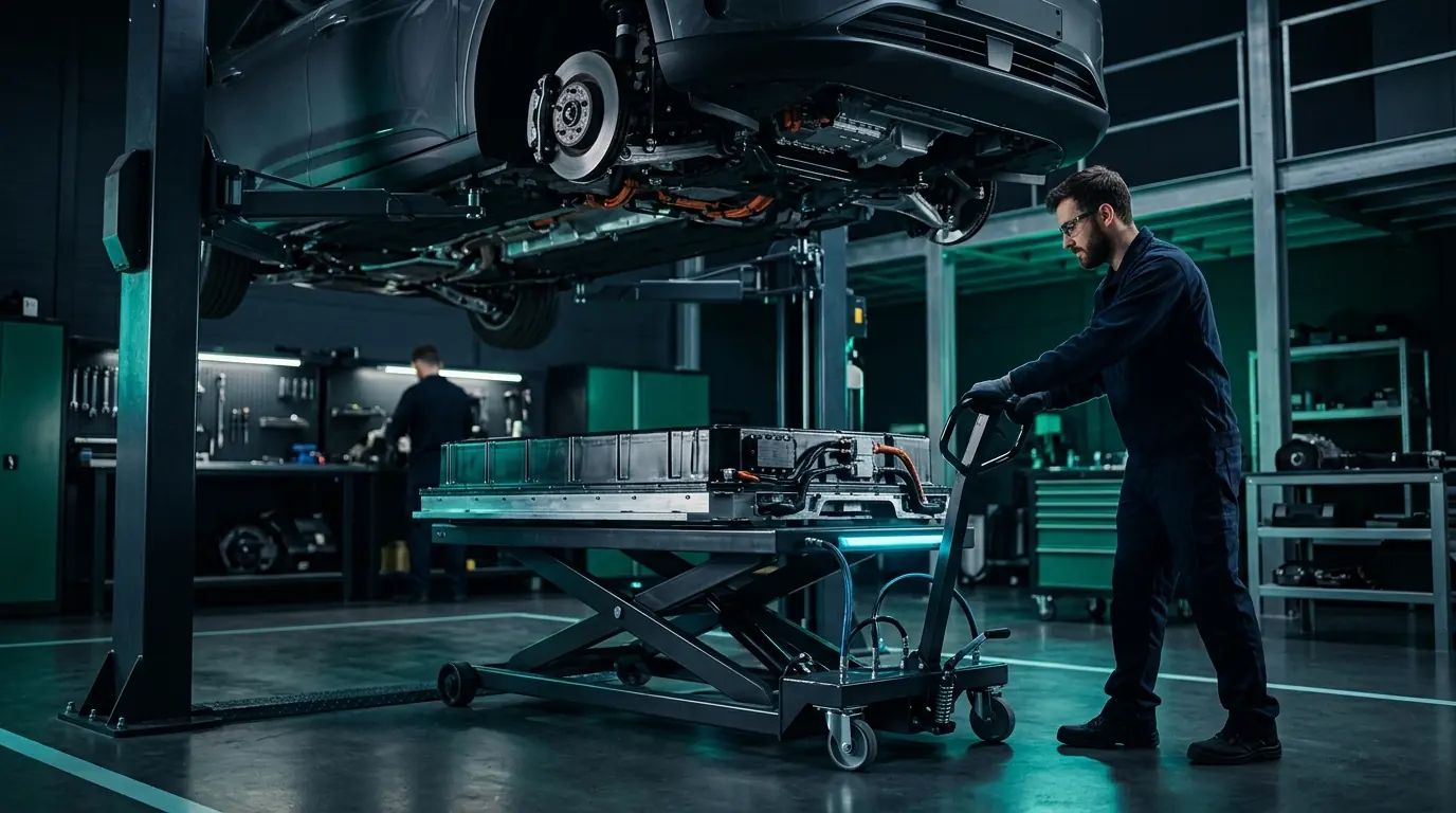Removing a passenger EV battery pack for recycling